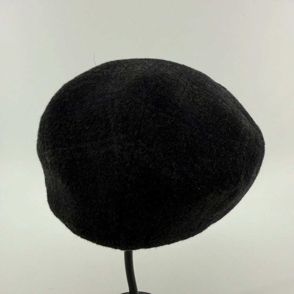 Country Gentleman Flat Cap Mens L Black Solid Wool Blend Made in Italy Ivy Hat